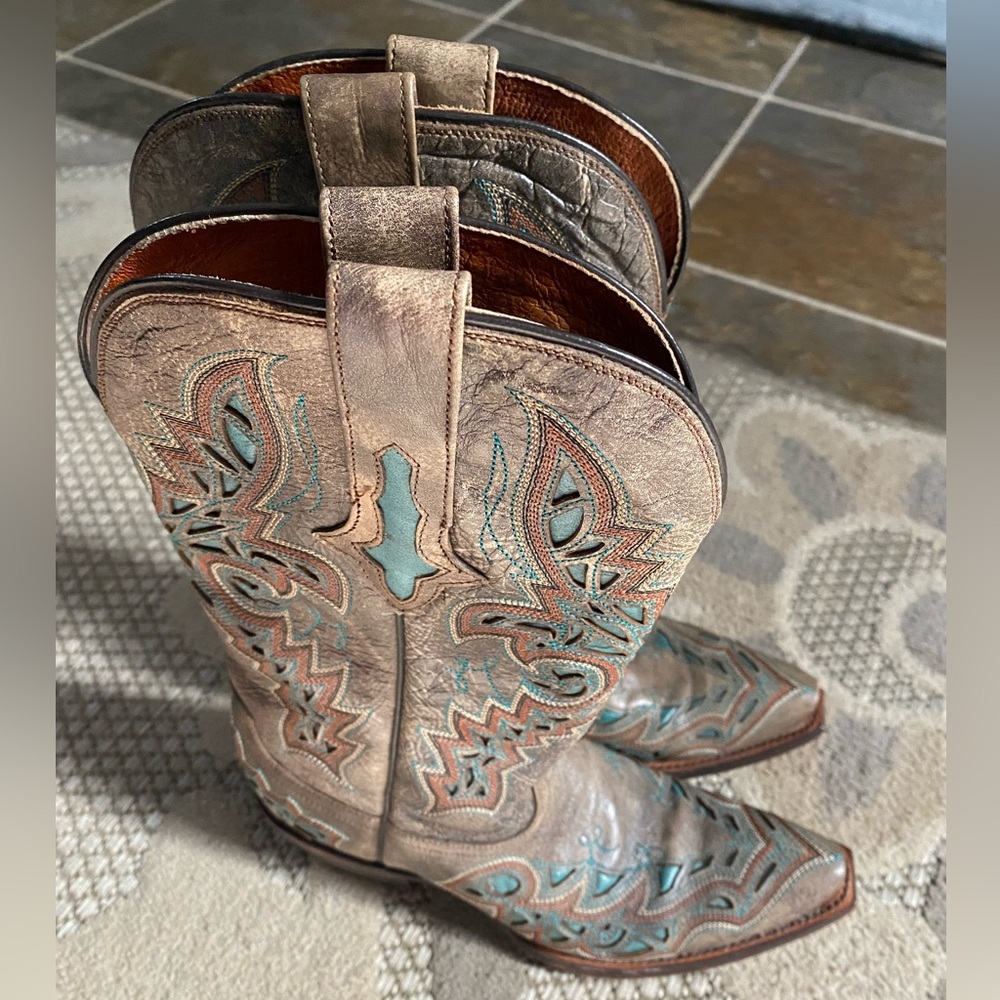 Lucchese Western Cowboy Boots with Turquoise Accents